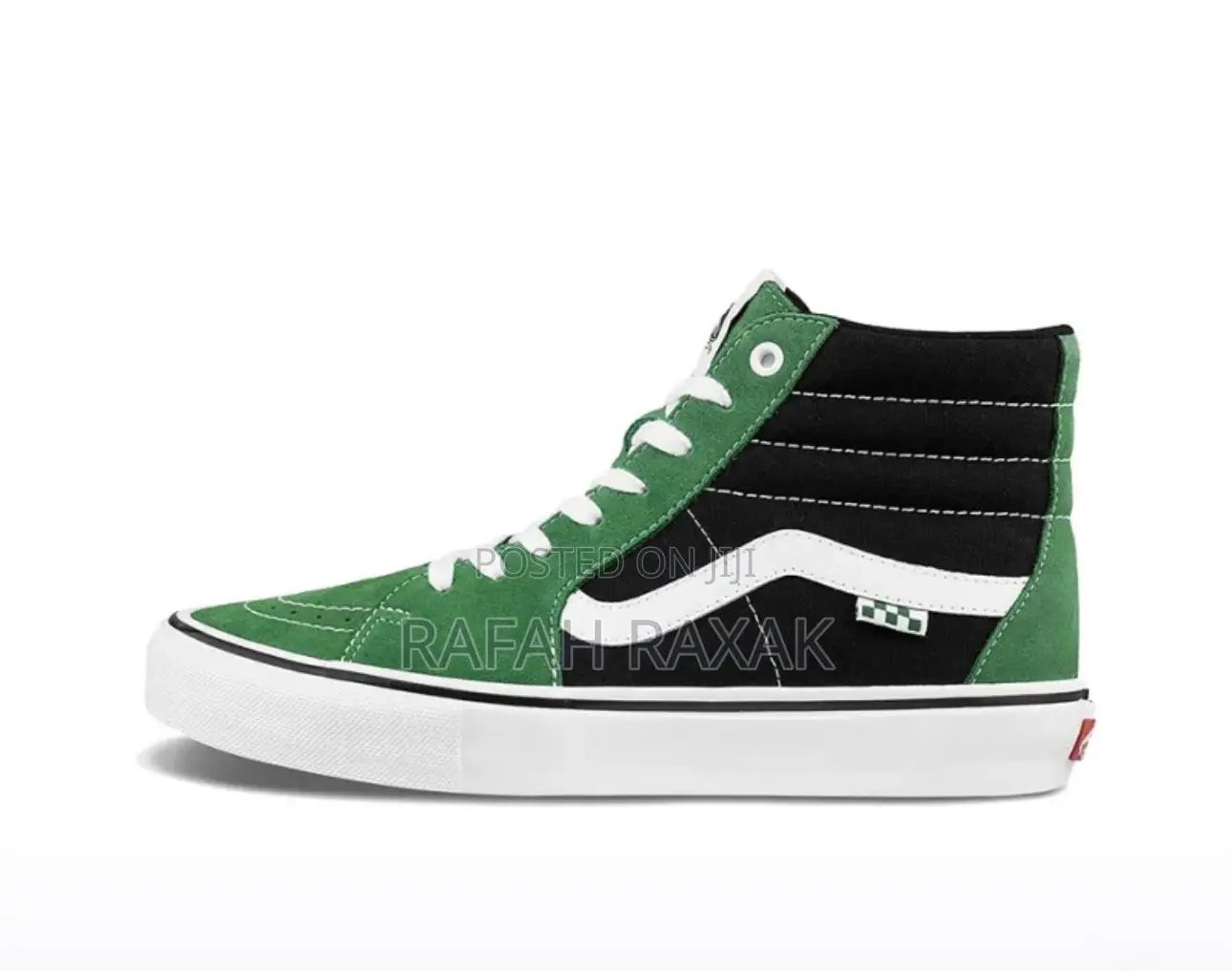 Original Black/Green Vintage Vans Sk8 Hi Top Sneakers