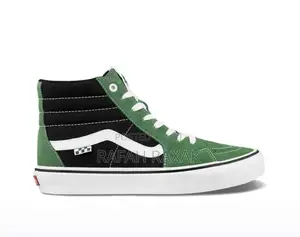 Original Black/Green Vintage Vans Sk8 Hi Top Sneakers