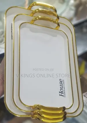 Serving Trays 3 PCS Set Gold White