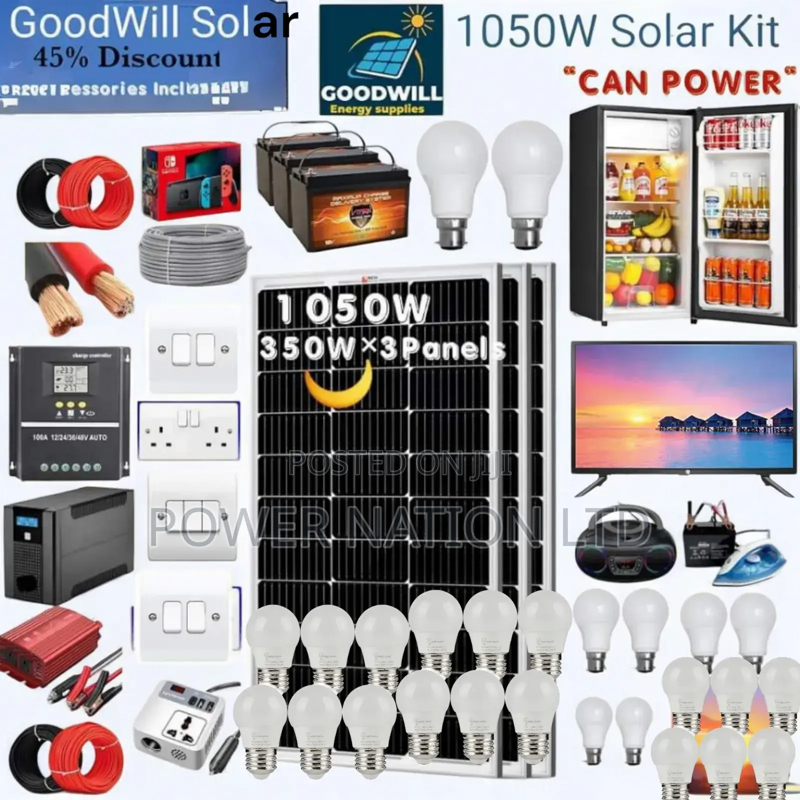 1050w 1.05kw Solar Energy System Full Kit