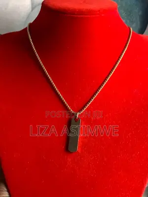 Gold Stainless Steel Necklace With a Rectangle Pendant