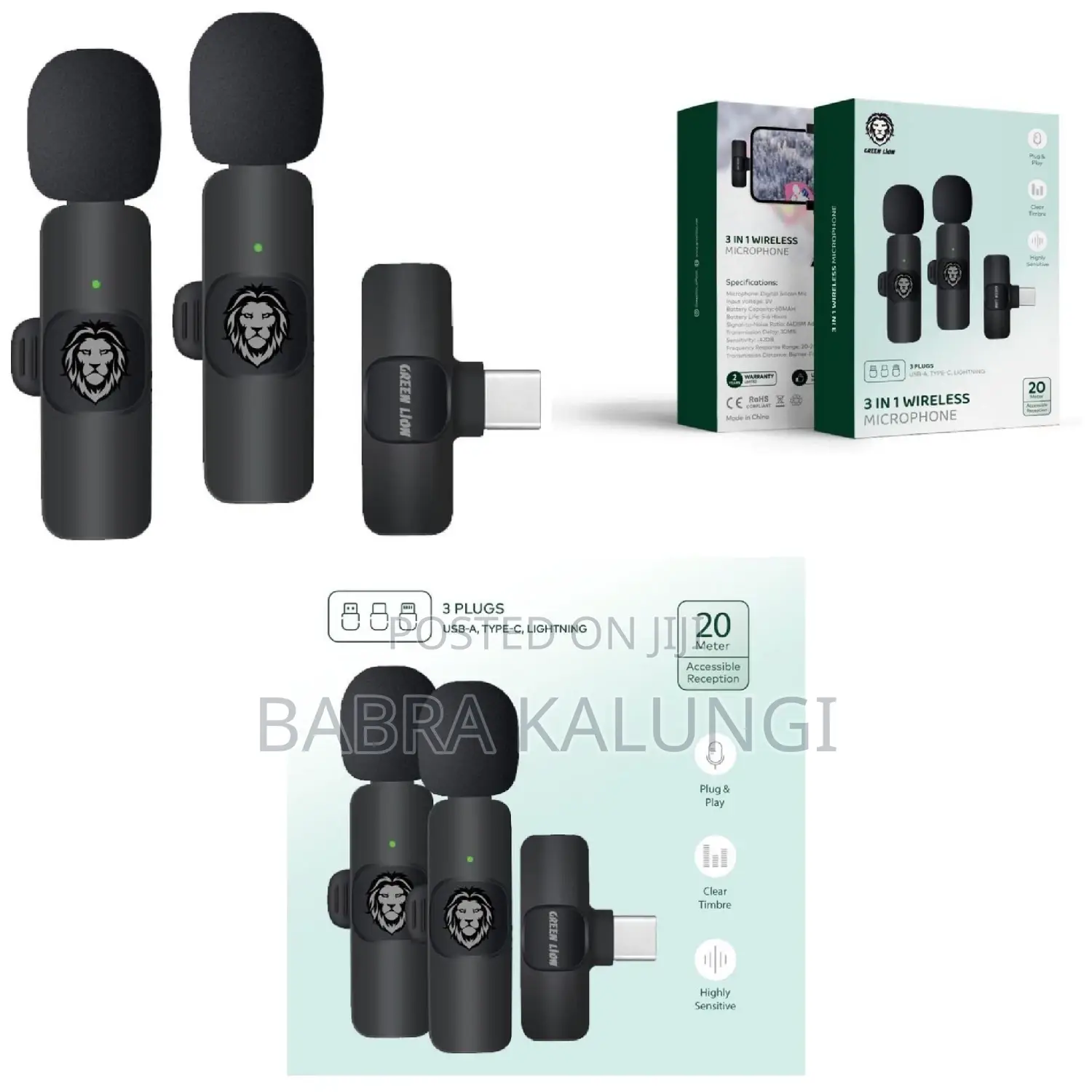 Green Lion 3 in 1 Wireless Lavalier Microphone