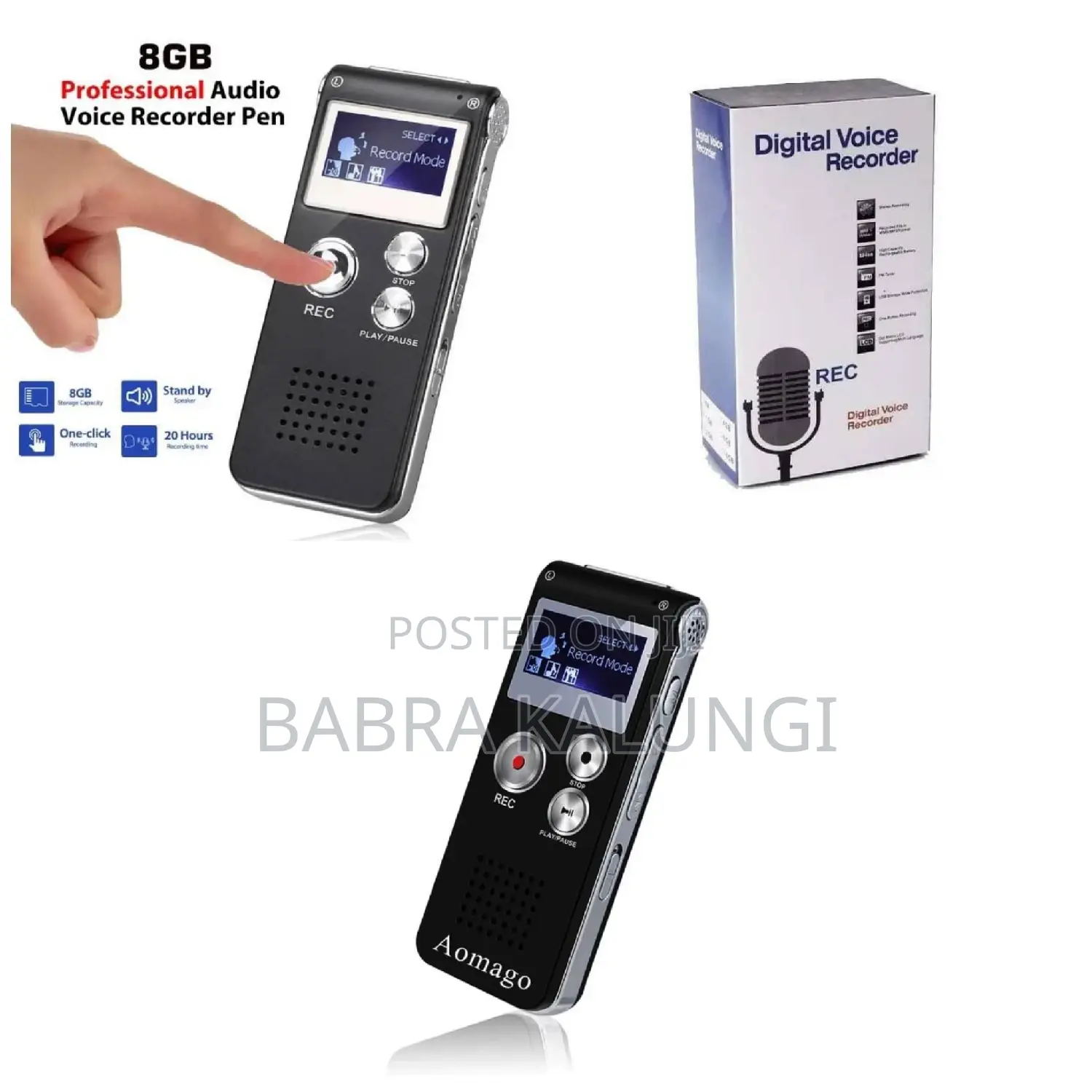 Rechargeable 8GB 650HR Digital Audio Voice Recorder