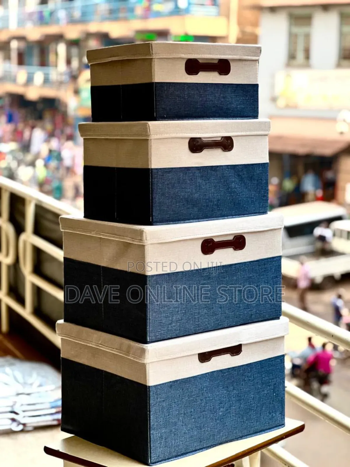 4 PCS Foldable Storage Boxes-Blue