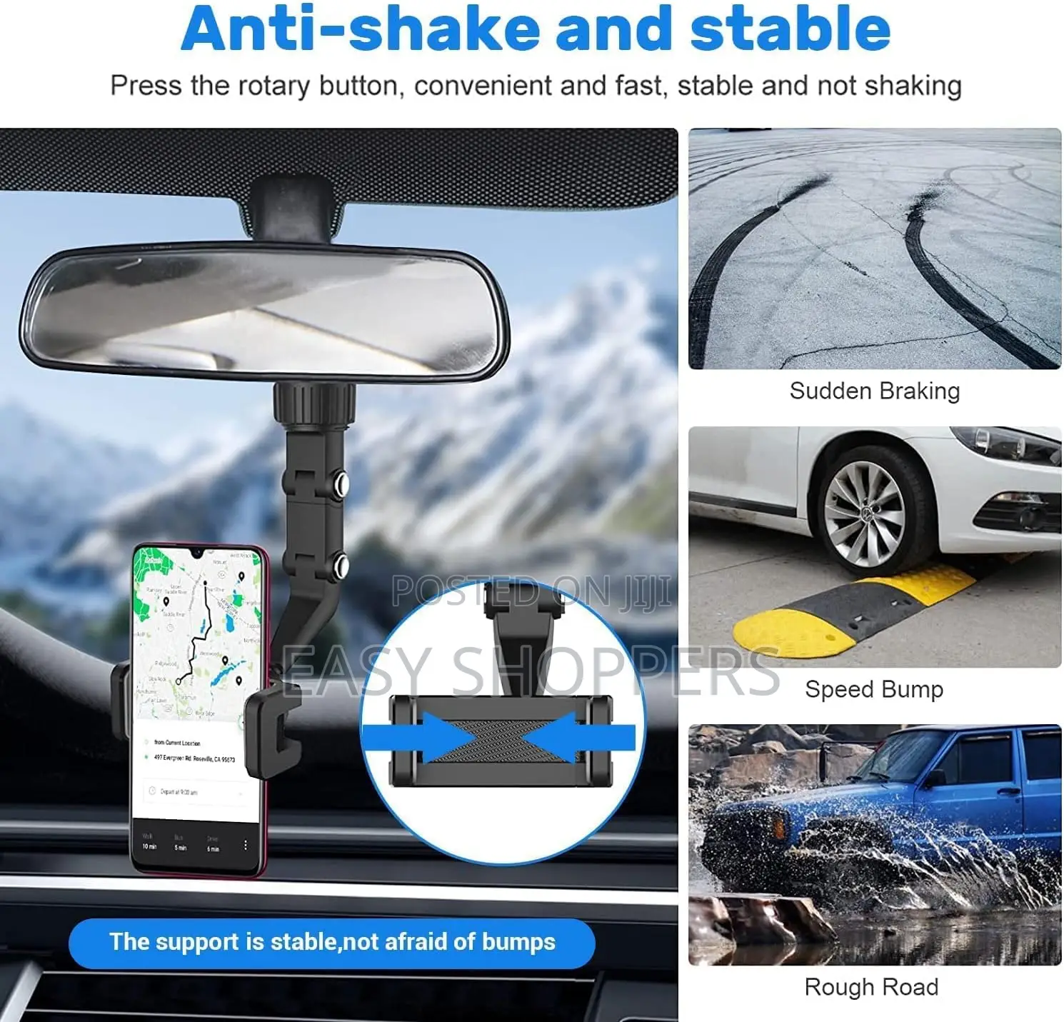 Car Phone Holder 360 Degree Rearview Mirror Phone Holder