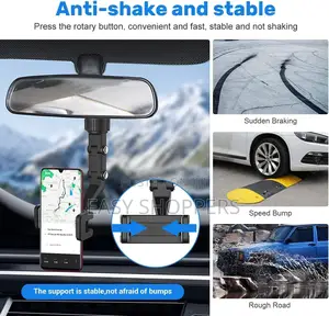 Car Phone Holder 360 Degree Rearview Mirror Phone Holder