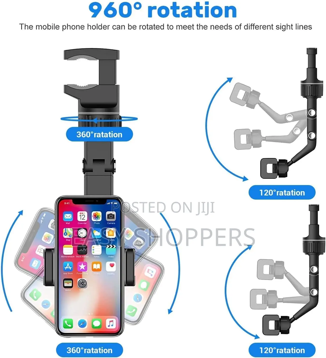 Car Phone Holder 360 Degree Rearview Mirror Phone Holder