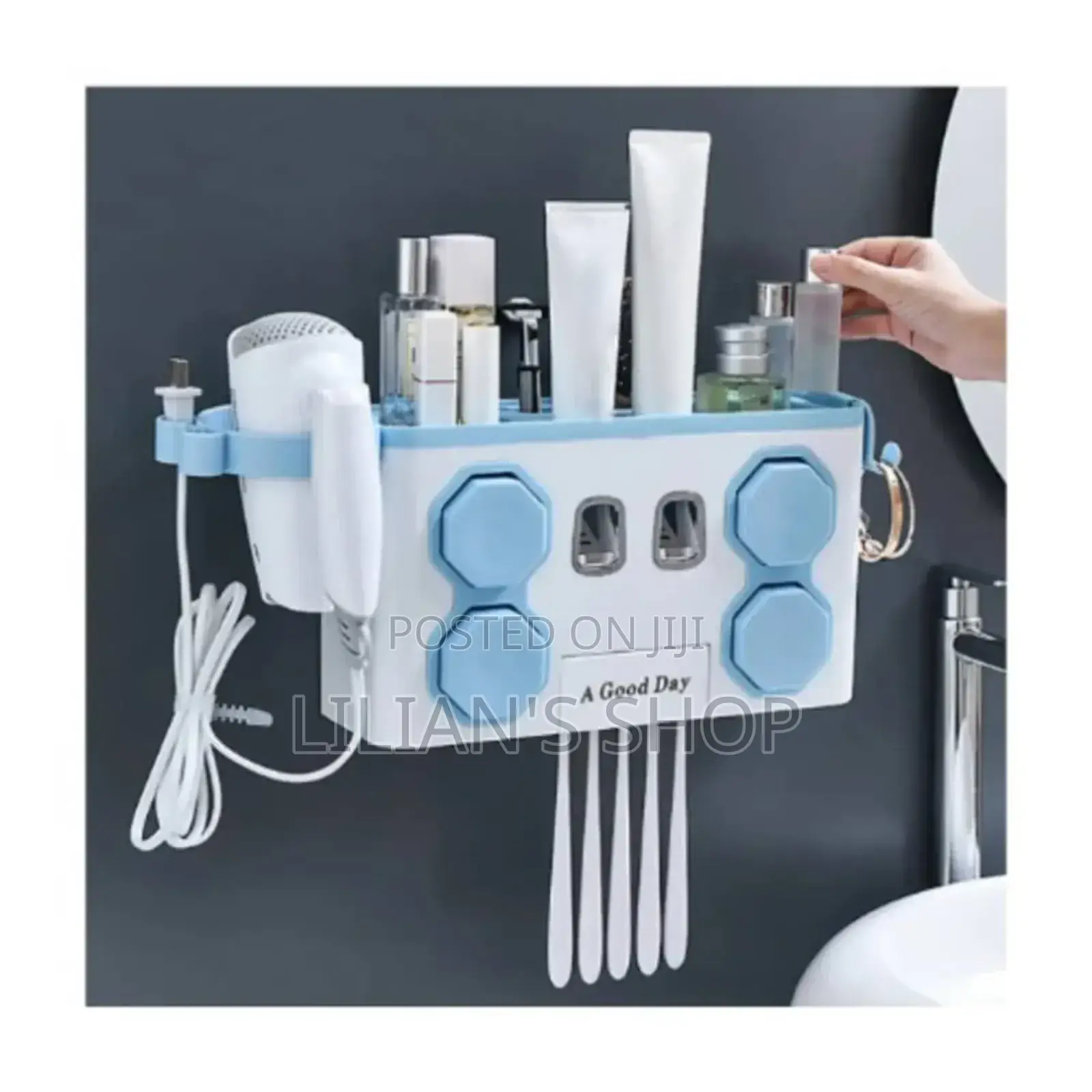 Toothpaste Toothbrush Holder With Makeuporganizer
