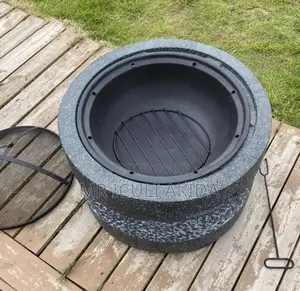 Outdoor Terrace Yard Chrome Iron BBQ Grill Fire Pit Bowl