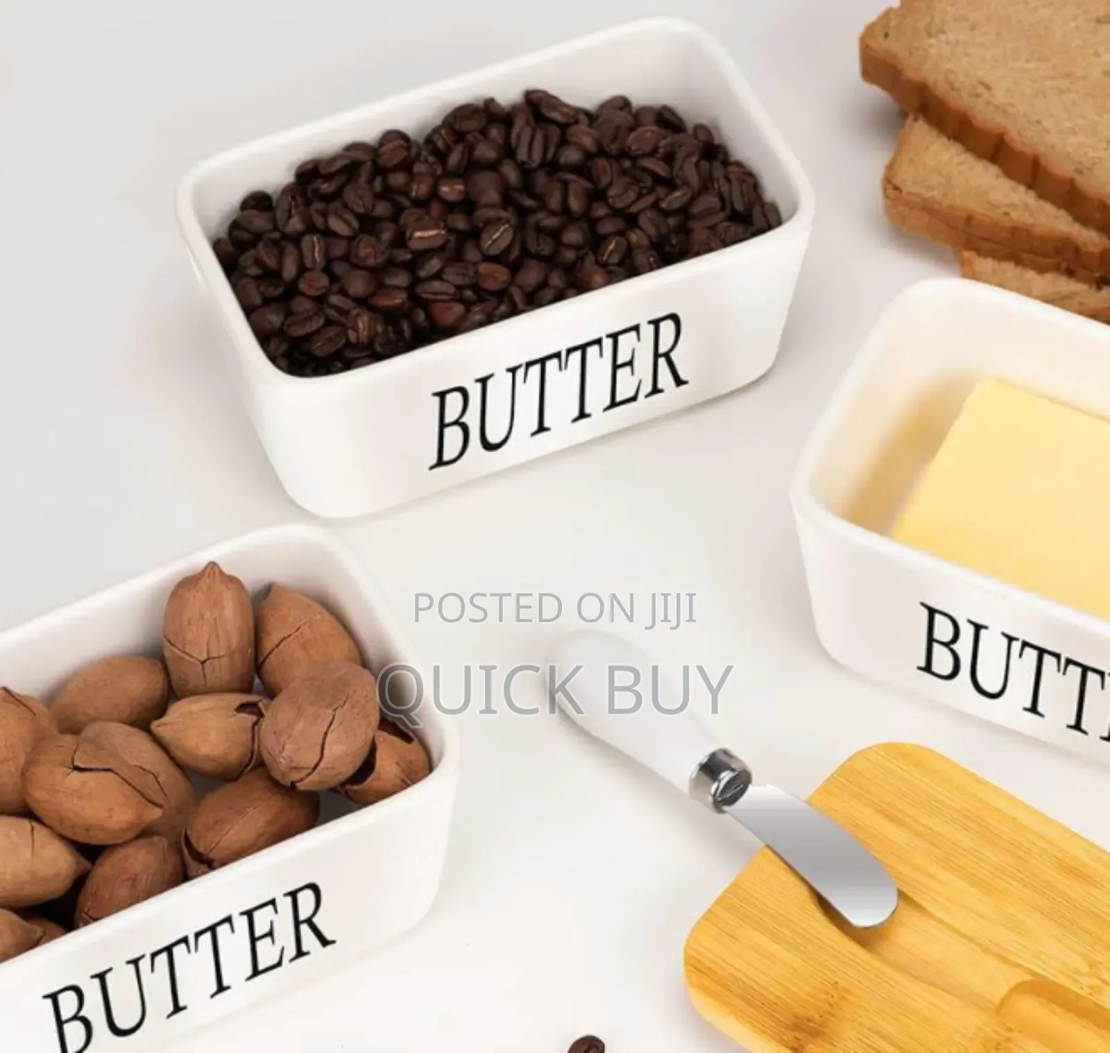 Stylish Unique Porcelain Butter Bowl/Dish With Lid Knife