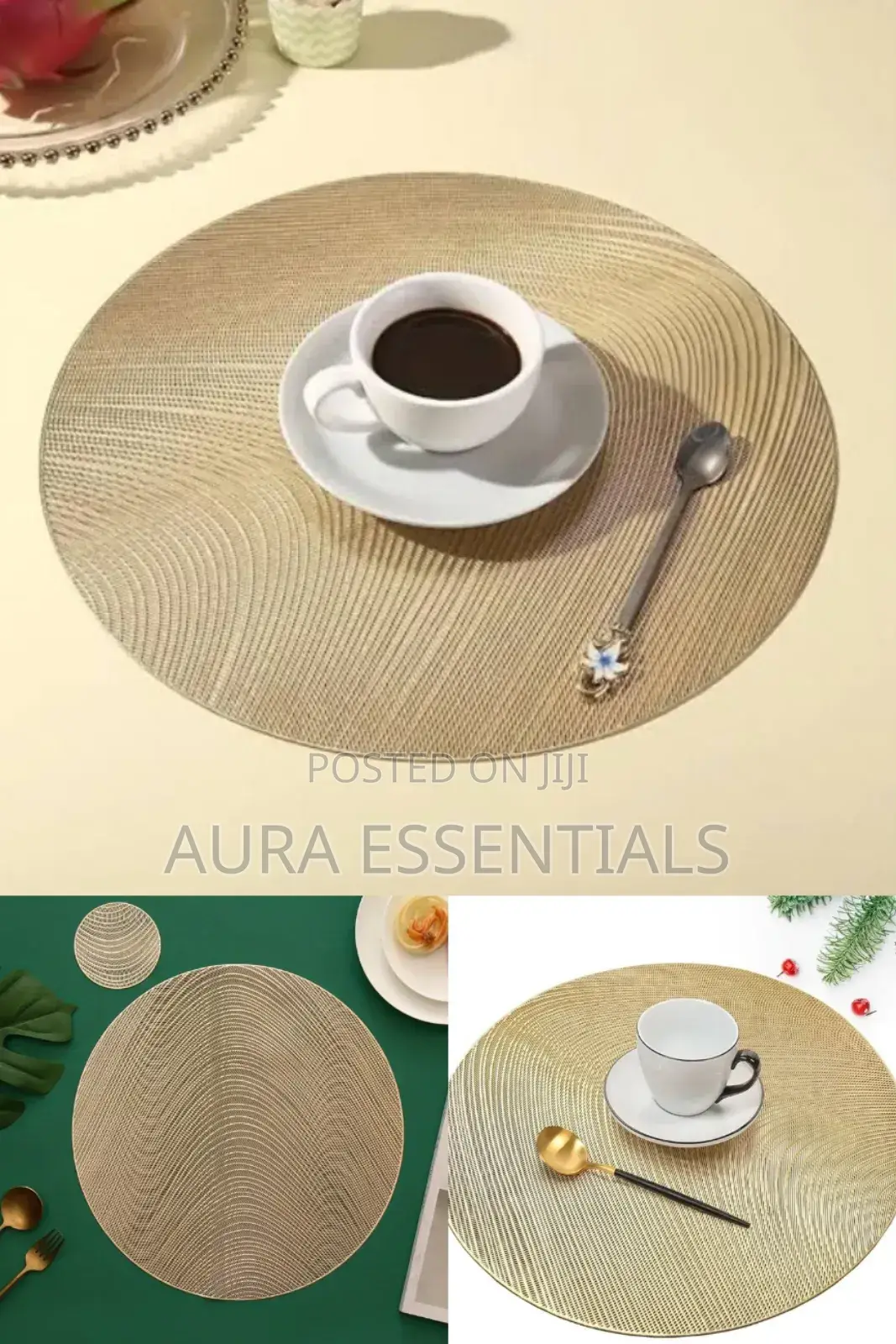 6pcs Golden Round Placemats