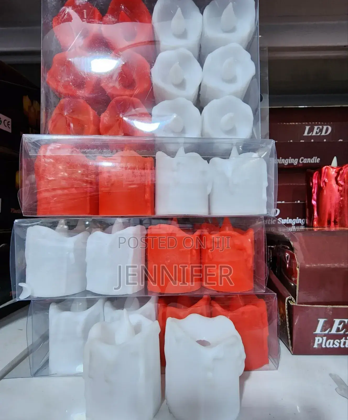 Red and White Smokeless Plastic Candles