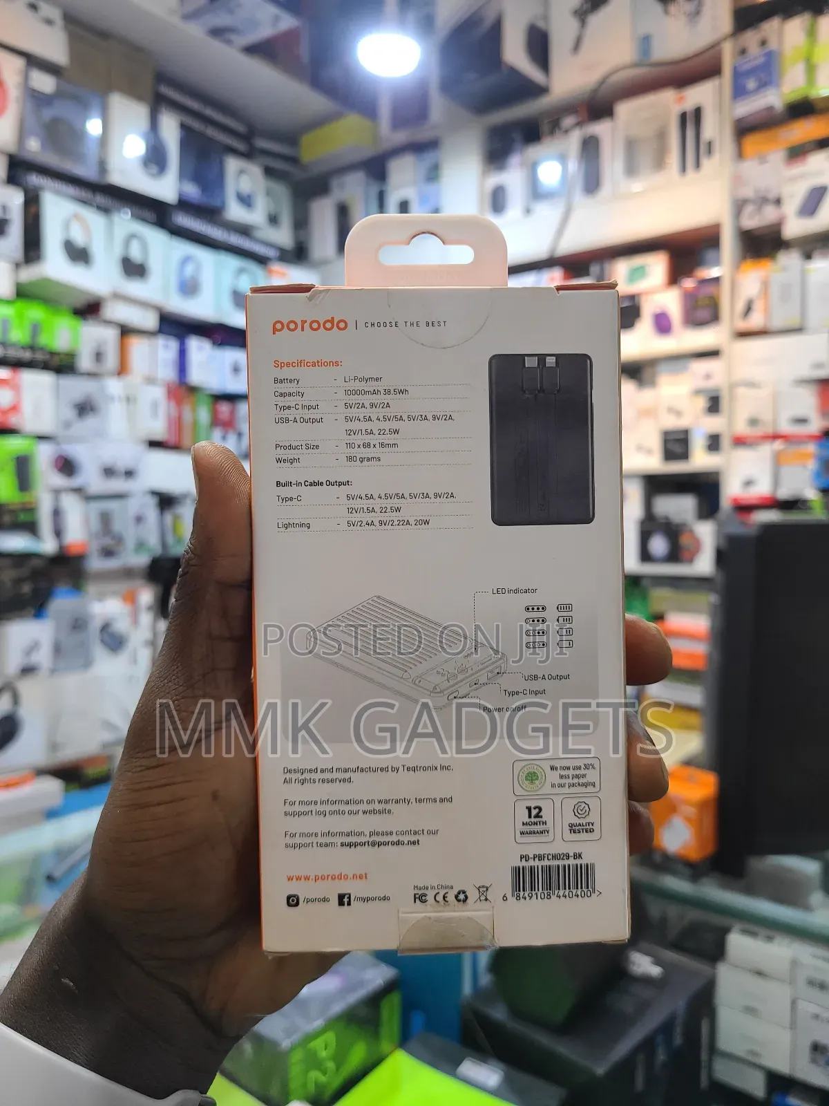 Porodo 10000mah Slim Power Bank