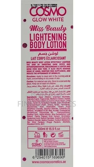 COSMO GLUTA GLOW | Miss Beauty Lightening Body Lotion. 500ml