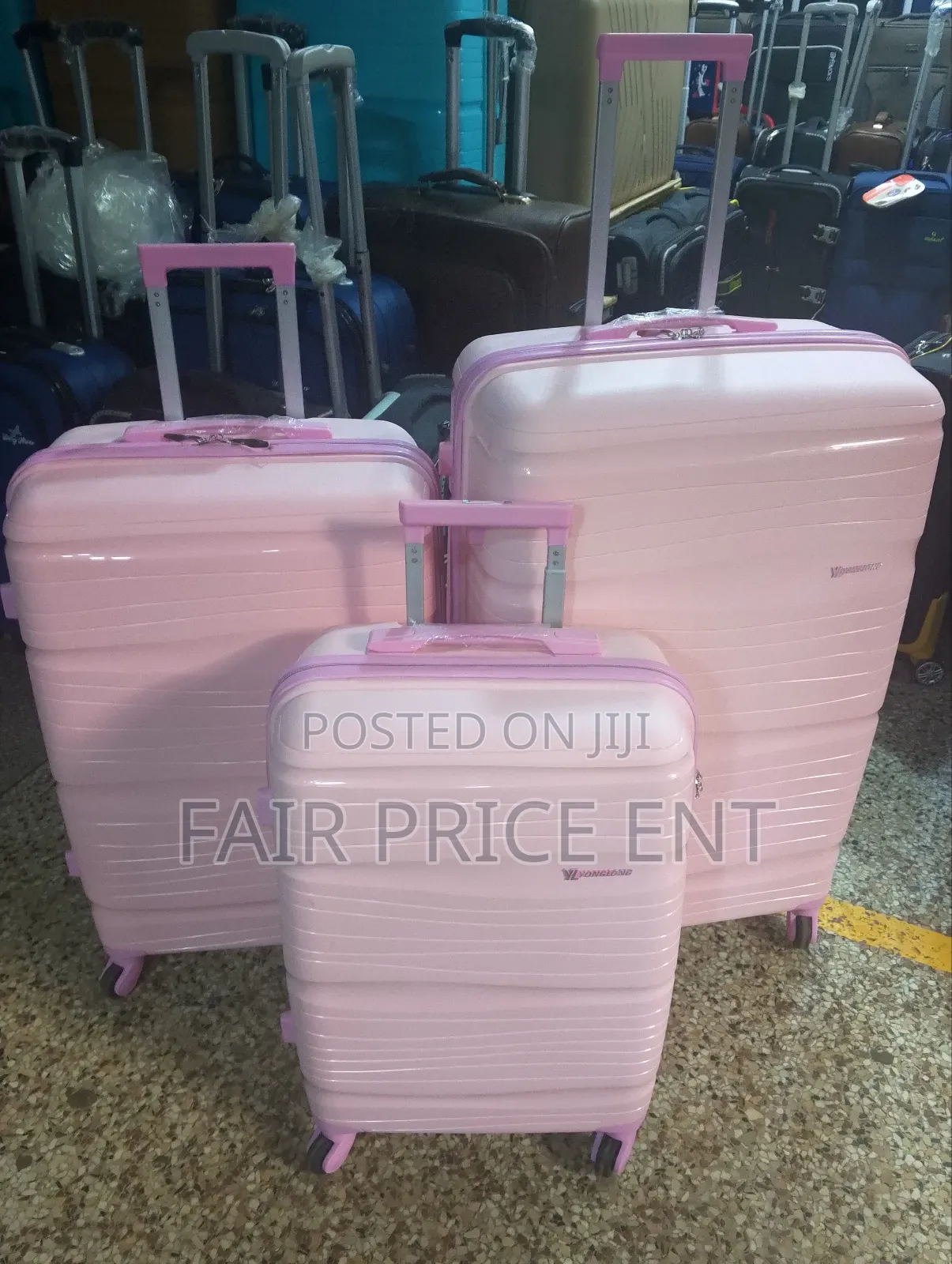 Pure Rubber Plastic Suitcases. Full Set.( Pink)
