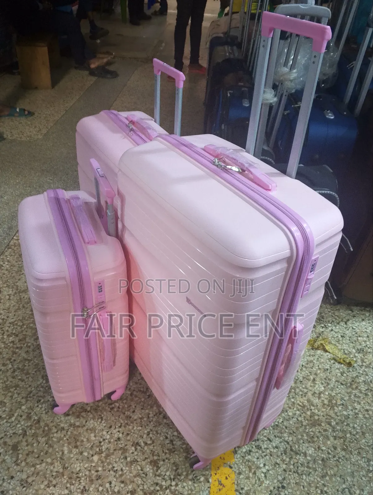 Pure Rubber Plastic Suitcases. Full Set.( Pink)