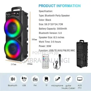 Subwoofer Dual for 8.5 Inches and 20W Outdoor RGB