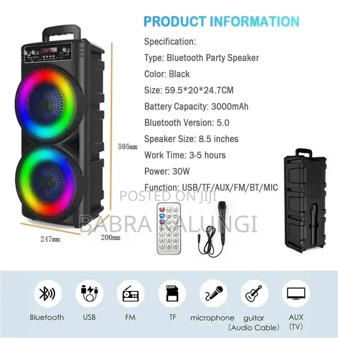 Subwoofer Dual for 8.5 Inches and 20W Outdoor RGB