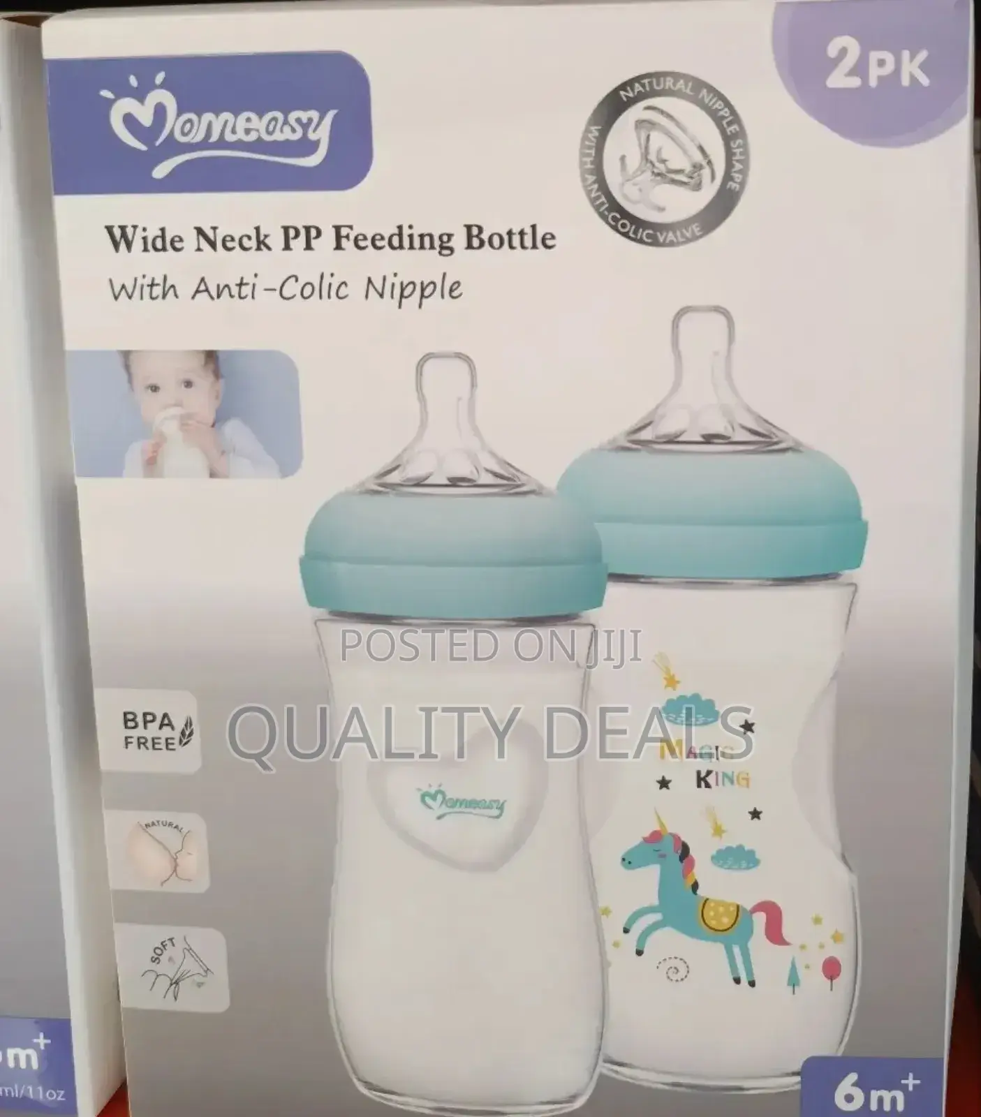 2pcs Momeasy Wide Neck Pp Feeding Bottles