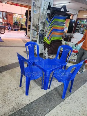 Blue 4 Plastic Chairs and Table