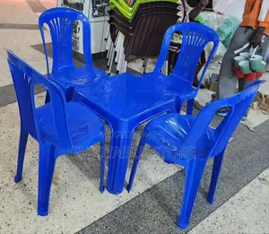 Blue 4 Plastic Chairs and Table