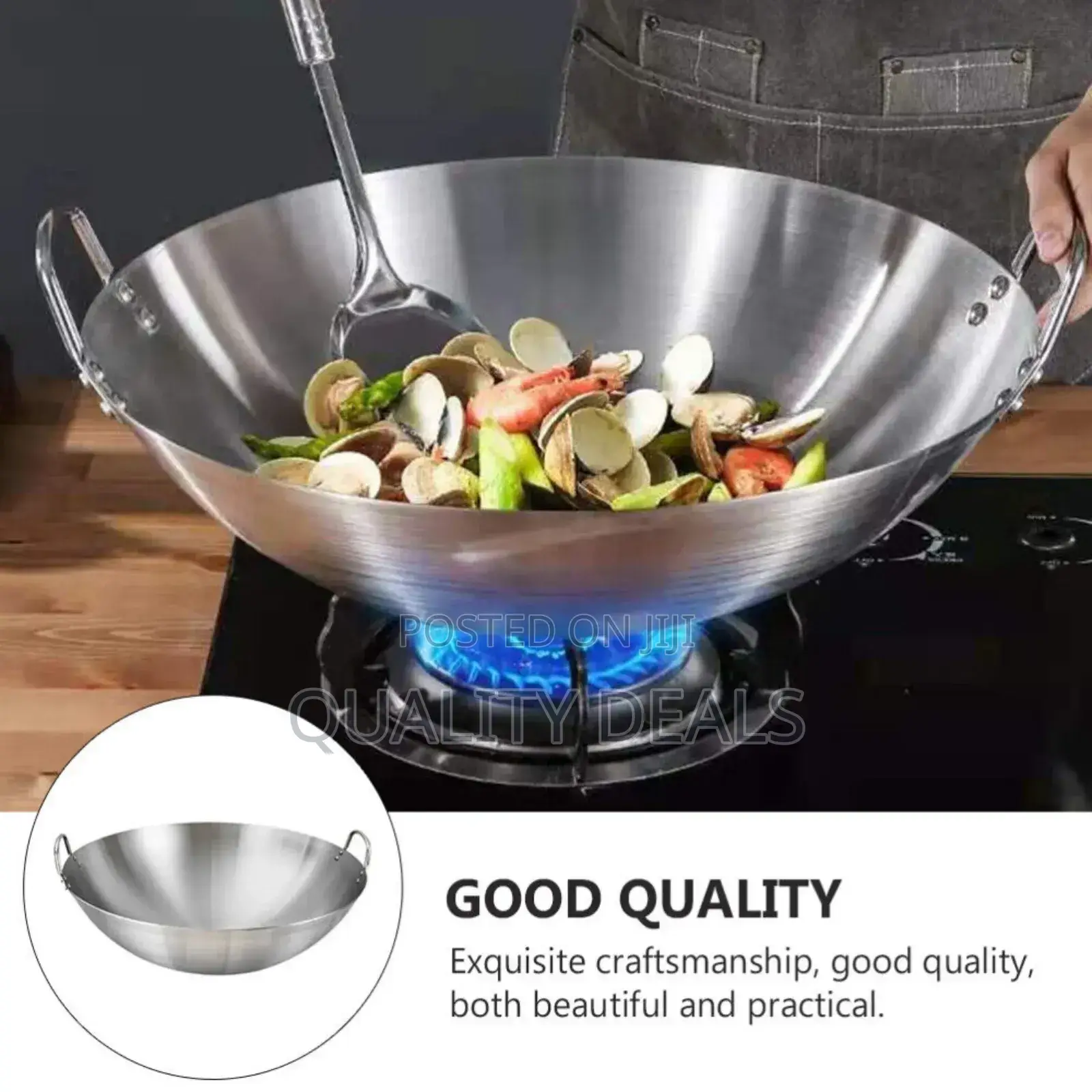 Stainless Steel Wok Deep Frying Pan, Cooking Pot