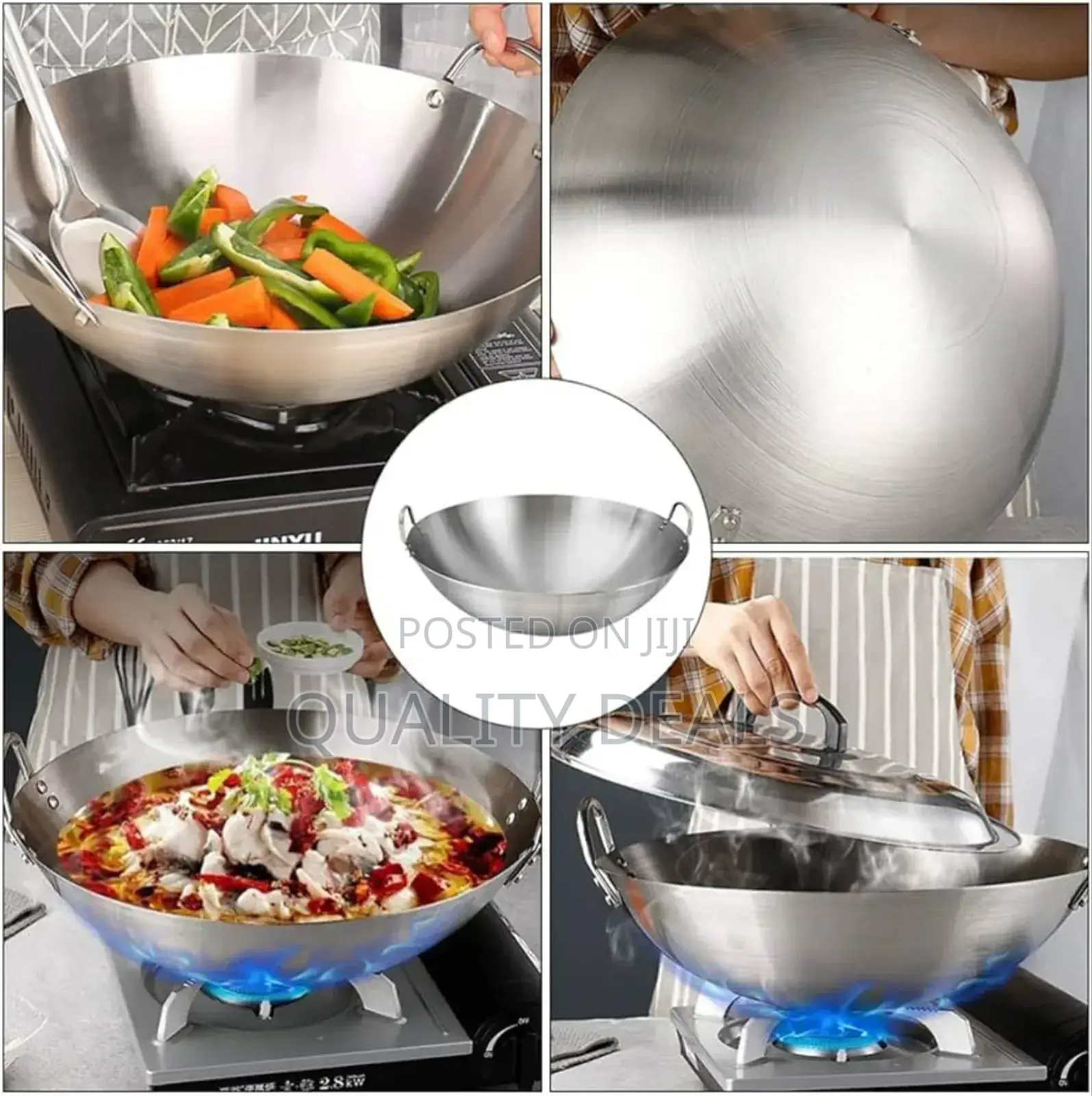 Stainless Steel Wok Deep Frying Pan, Cooking Pot