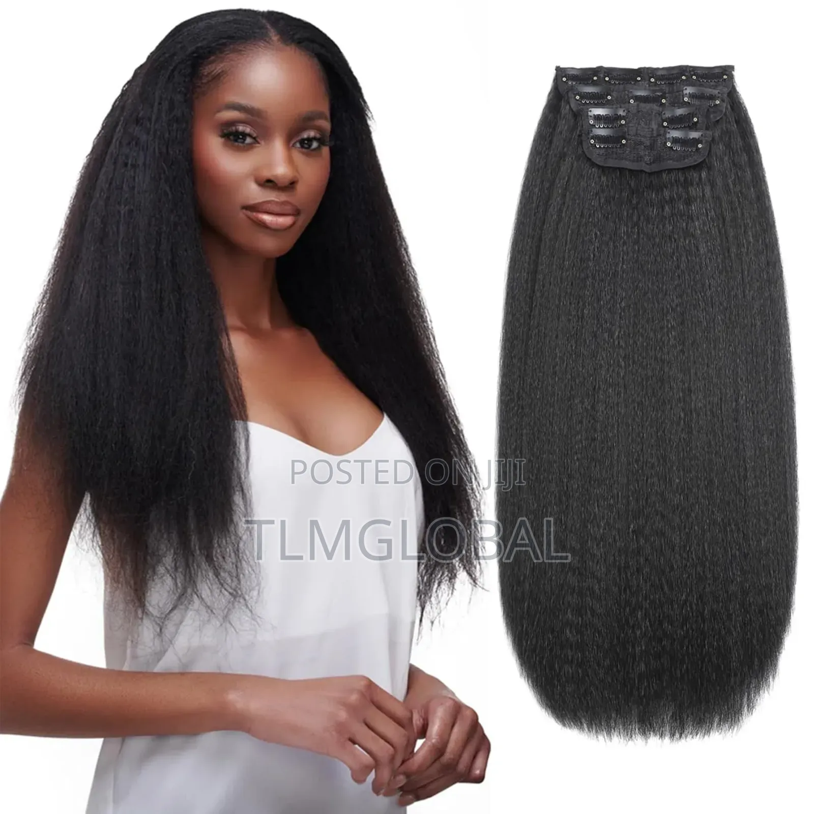 10'' Kinky Straight Clip In Hair Wig Extension 120g