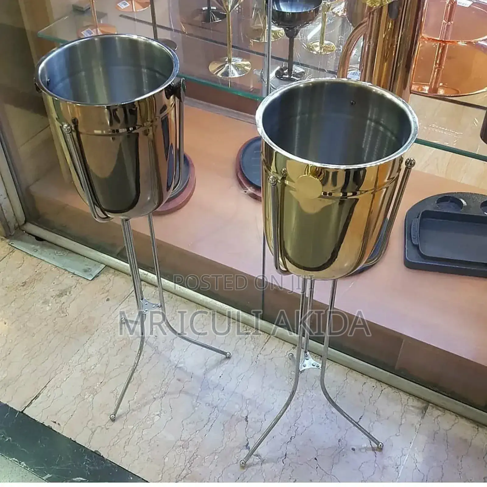 Stainless Steel Free Standing Champagne Ice Bucket Holder