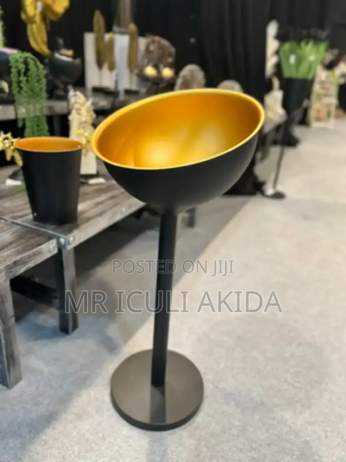 Matte Black Elegant Steel Champagne Ice Bucket Bowl Holder