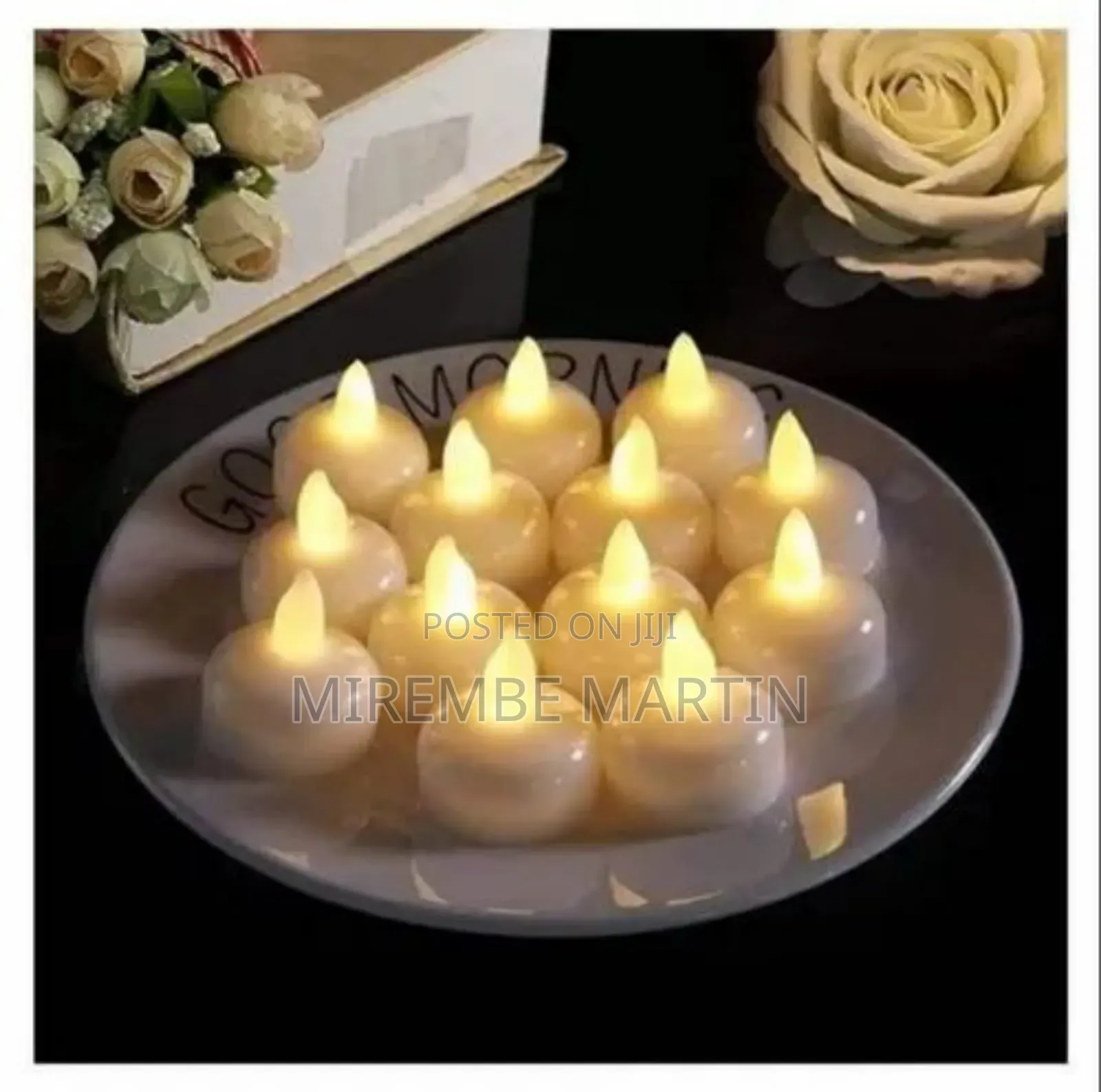 Round White Electrical LED Water Sensor Floating Candle