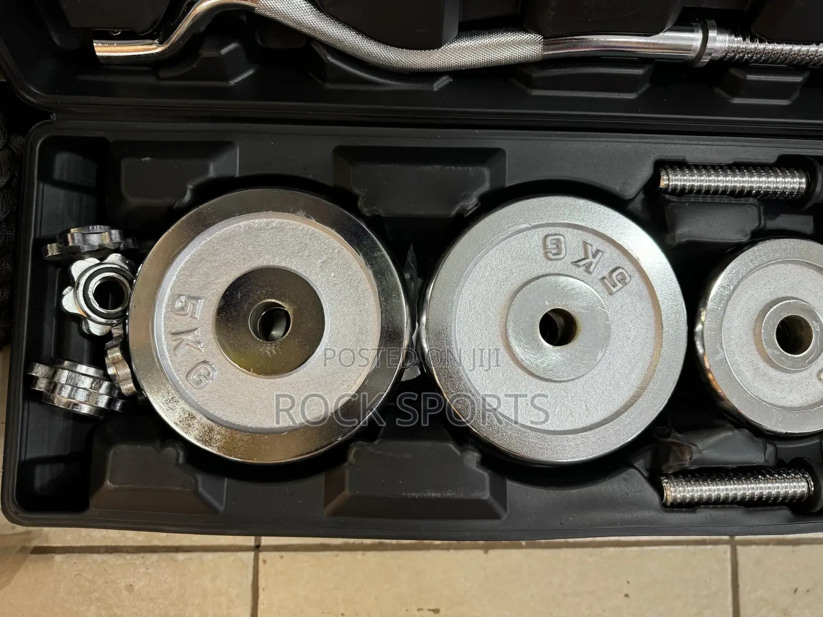 55kg Chrome Adjustable Dumbbells Weight Box