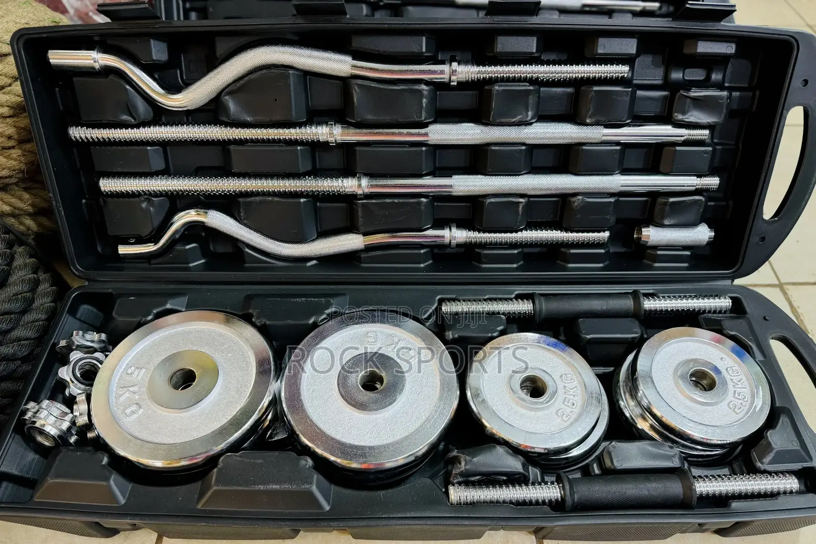 55kg Chrome Adjustable Dumbbells Weight Box