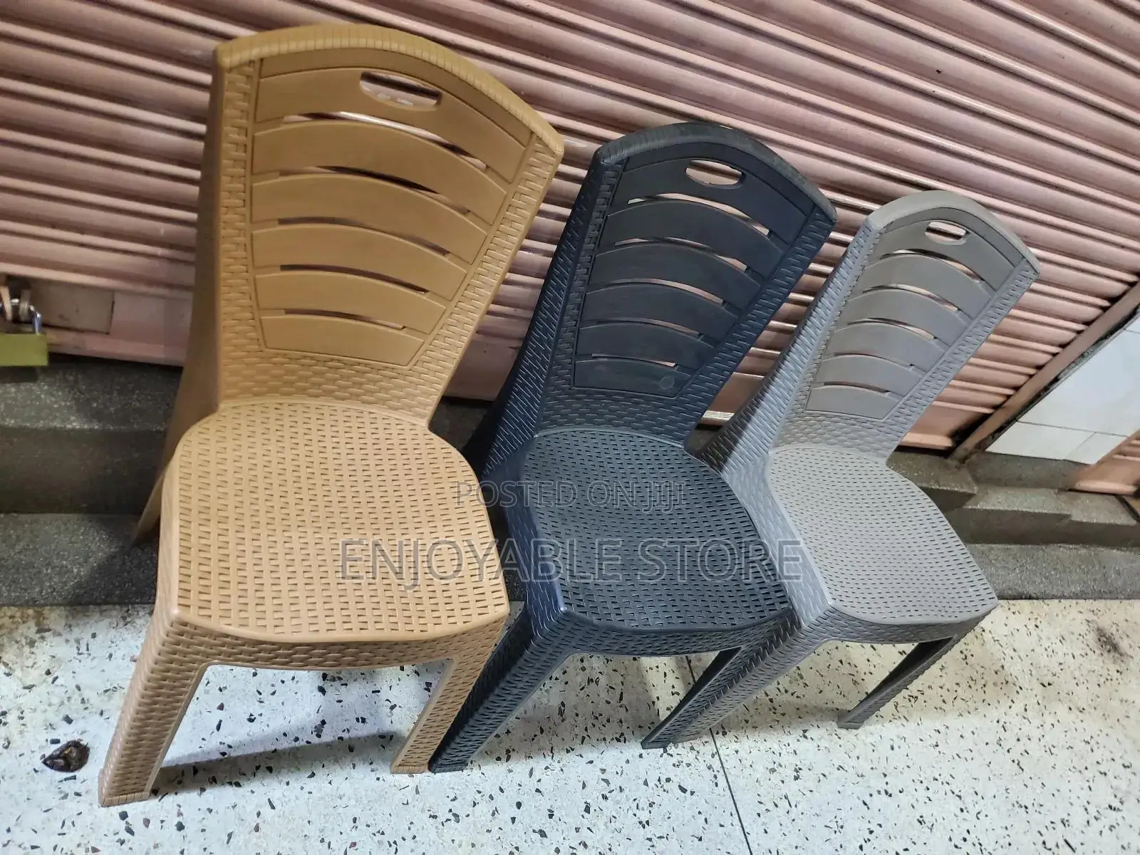 Textured Plastic Chairs Armless