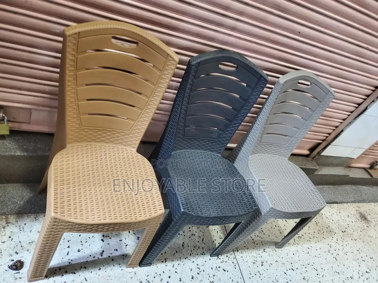 Textured Plastic Chairs Armless