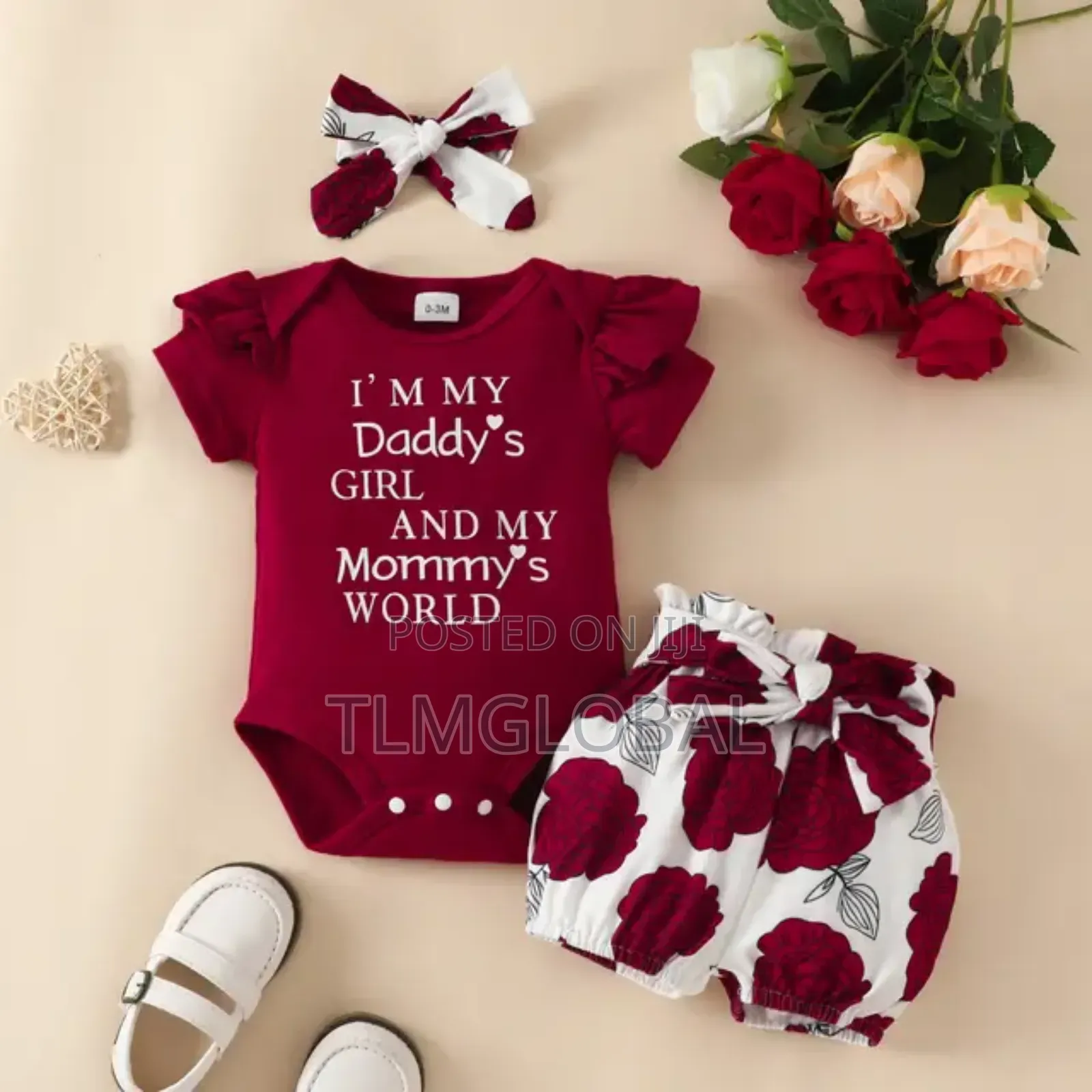 Baby Girl Romper Ruffled Shorts 3pcs