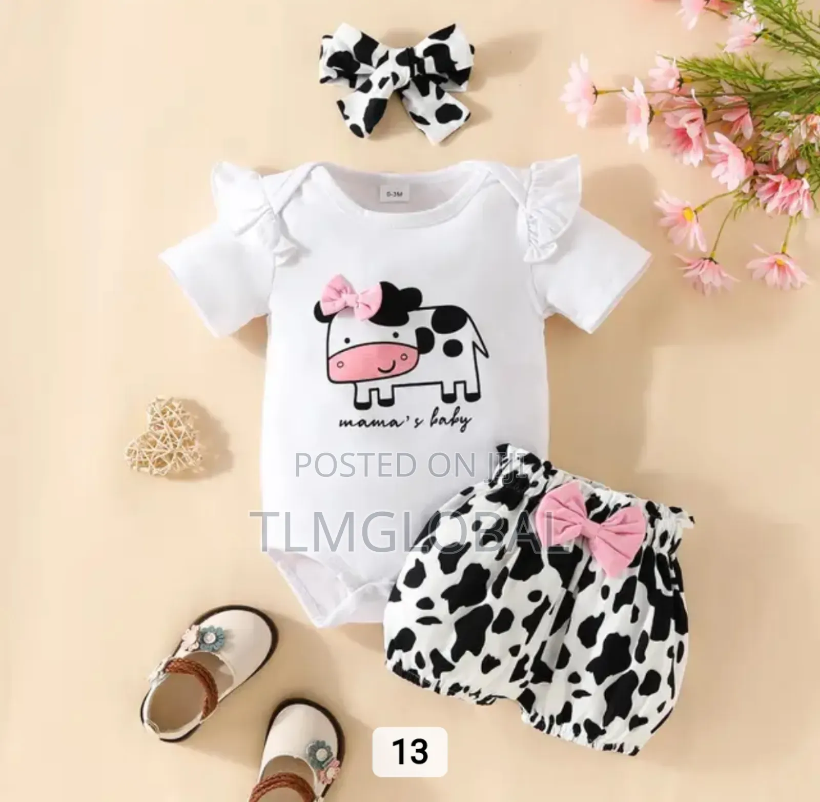 Baby Girl Romper Ruffled Shorts 3pcs