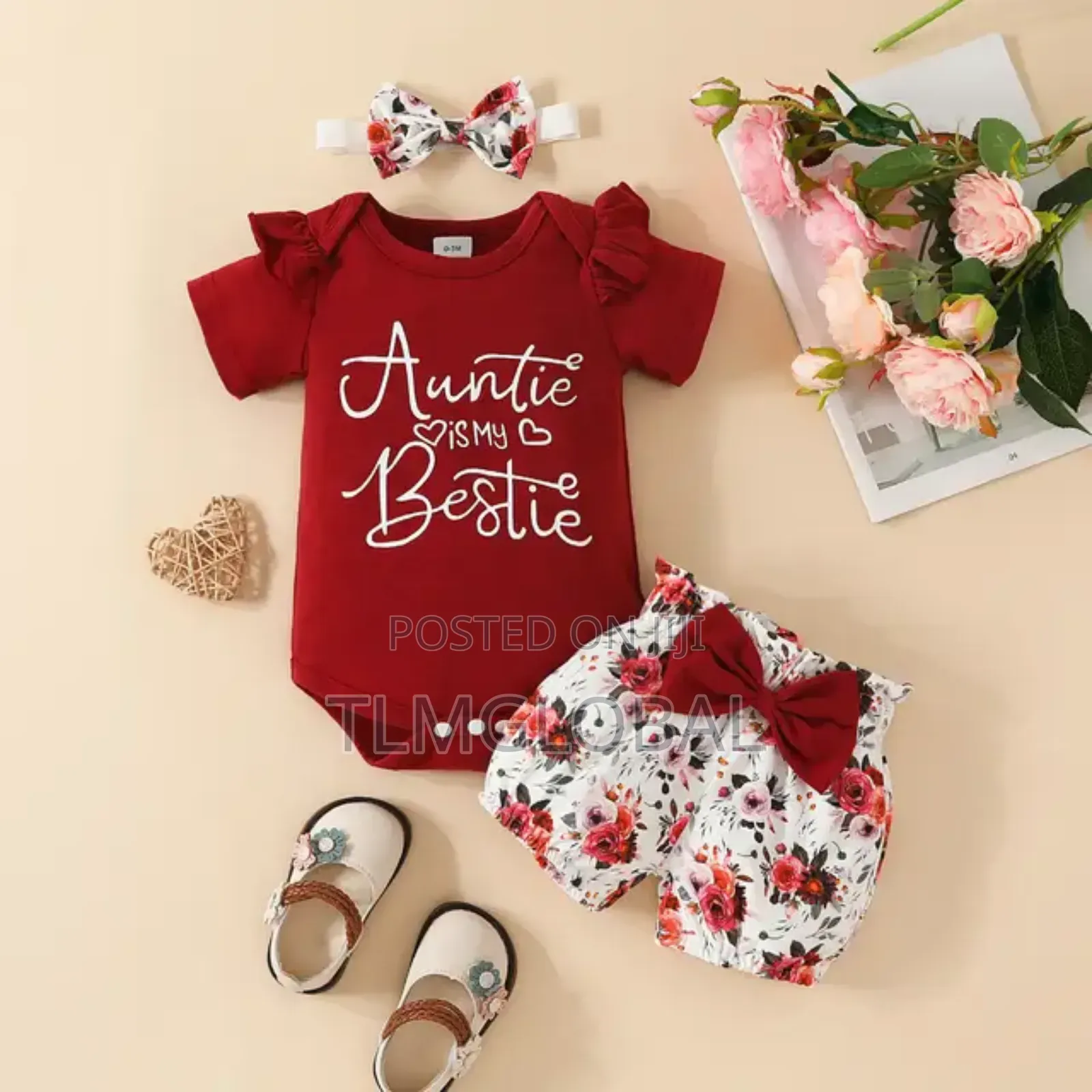 Baby Girl Romper Ruffled Shorts 3pcs