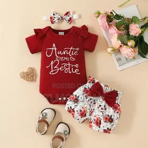 Baby Girl Romper Ruffled Shorts 3pcs