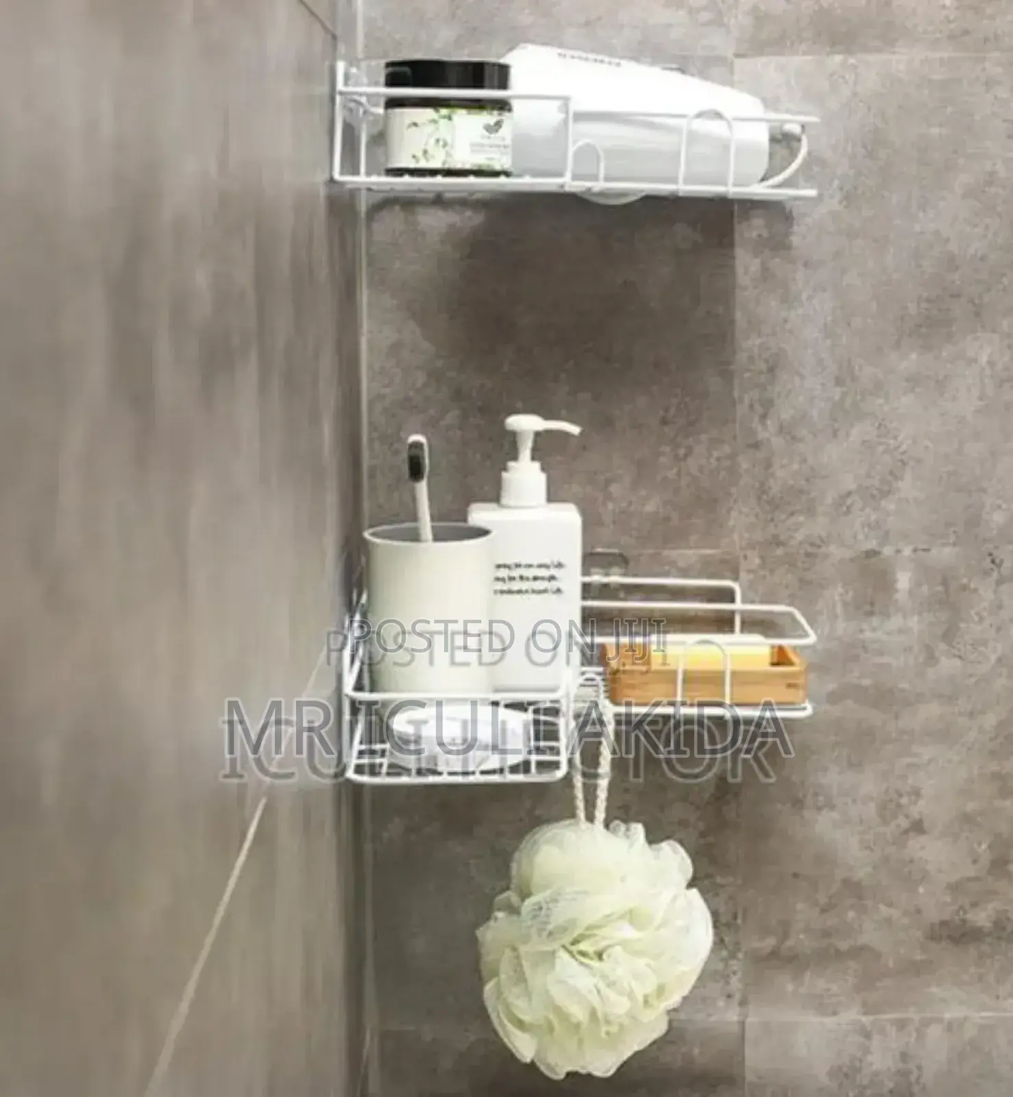 Bathroom Corner Shelf Self Adhesive Metallic Organiser