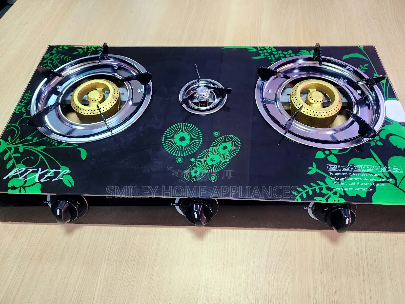 Self Ignited Pixels Tripple Gas Burner Glass
