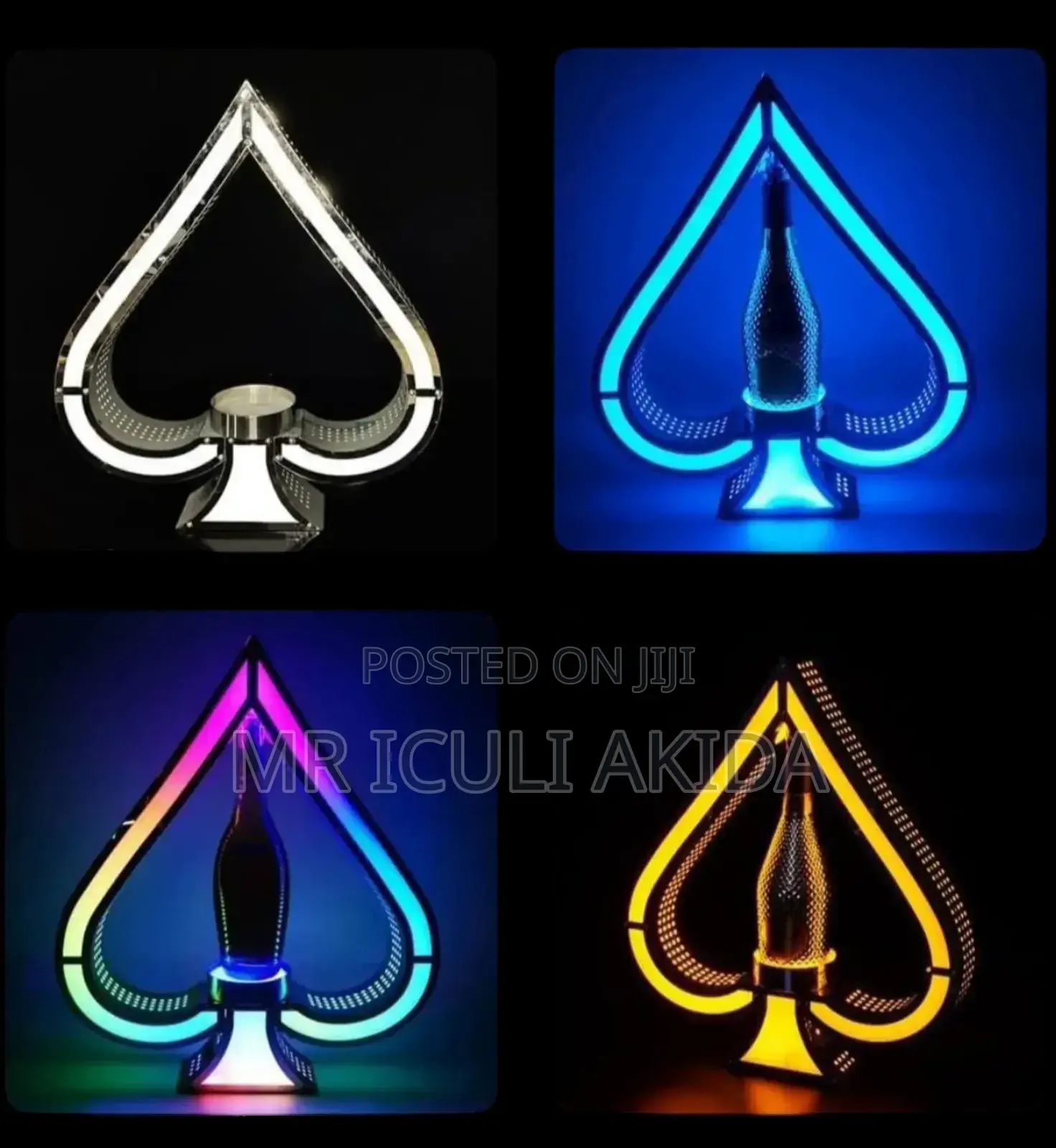 VIP Bar/Club 7colour LED Lace Spade 1bottle Carrier Holder