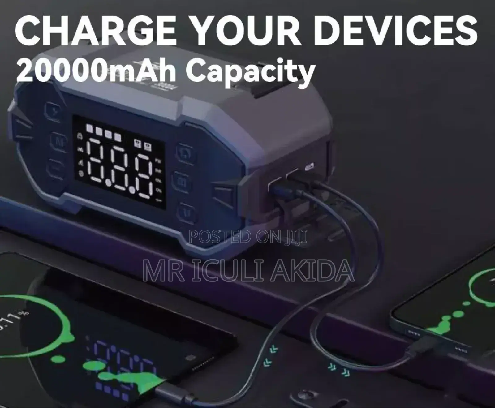 GK 3000A Car Jump Starter WTH 20000mah Boster Pump Powerbank