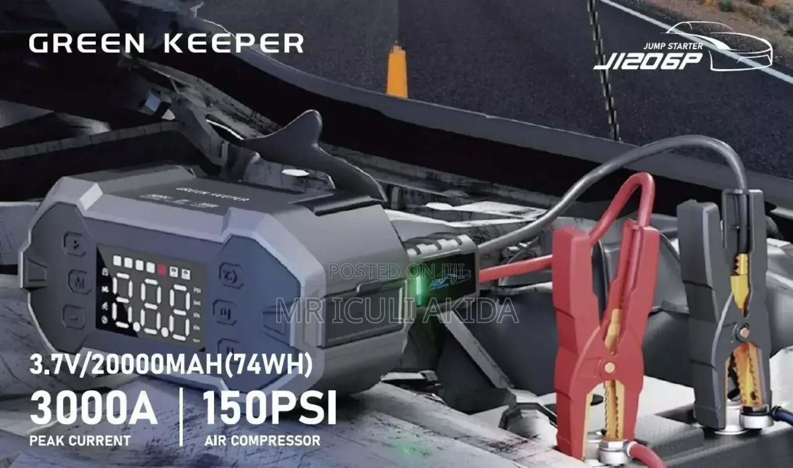 GK 3000A Car Jump Starter WTH 20000mah Boster Pump Powerbank