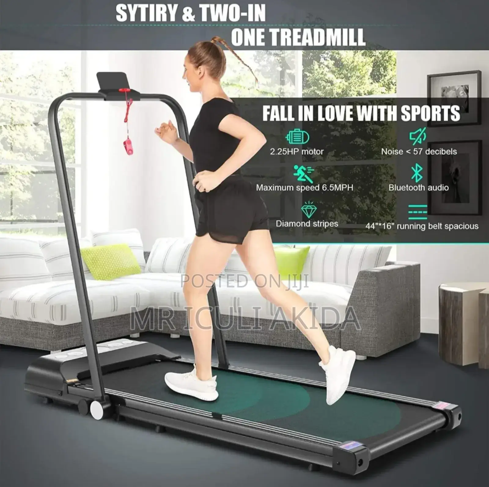 2in1 Jogging Workout Antislip Pad Foldable Speaker Treadmill