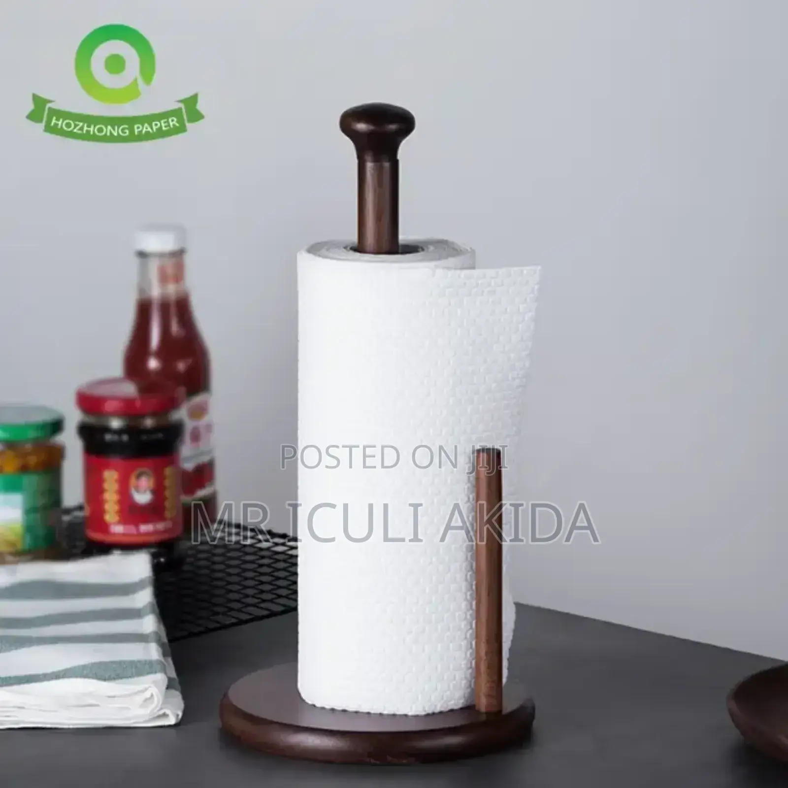 Household Tissue/Paper Towel Roll Wooden Base Holder