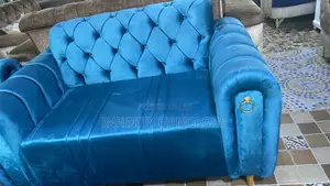 A Classy Turfed 2seater in Turquoise Blue Made in Good Wood.