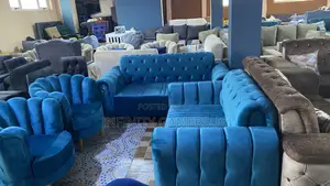 Turfed 7seater With Flower Chairs Made in Good Fabric Wood