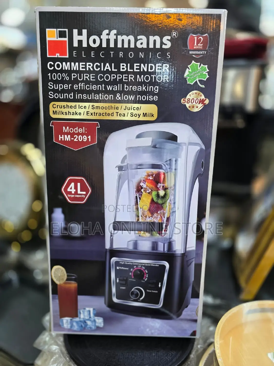 Hoffmans 4l Commercial Low Noise Blender