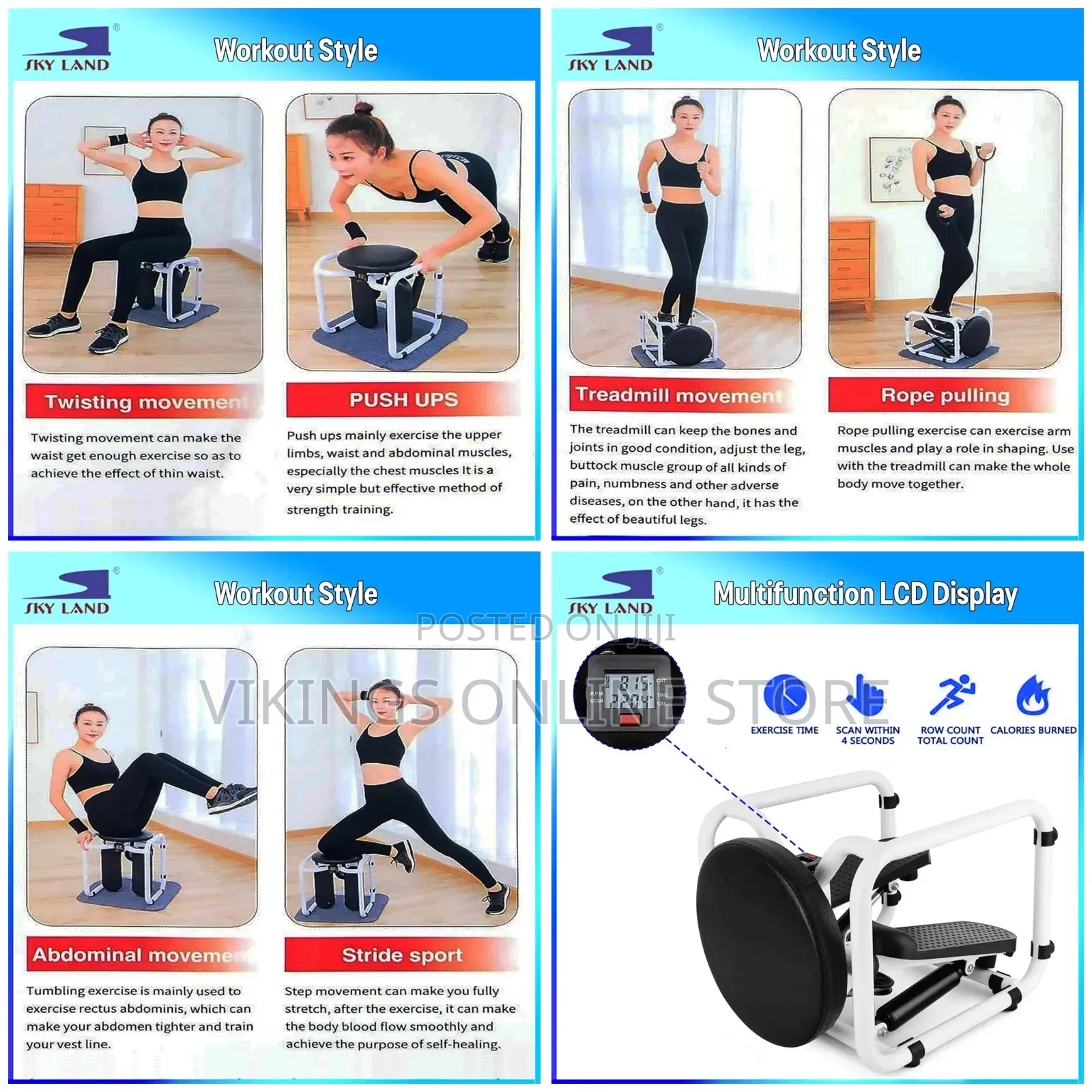 4-in-1 Multifunctional Stepper Chair With Twister, E